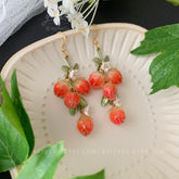 Strawberry Floral Earrings, Unique Strawberry long drop Earrings, Cute Fruit Earrings, Creative Berry Earrings Gift, Handmade Berry Earring